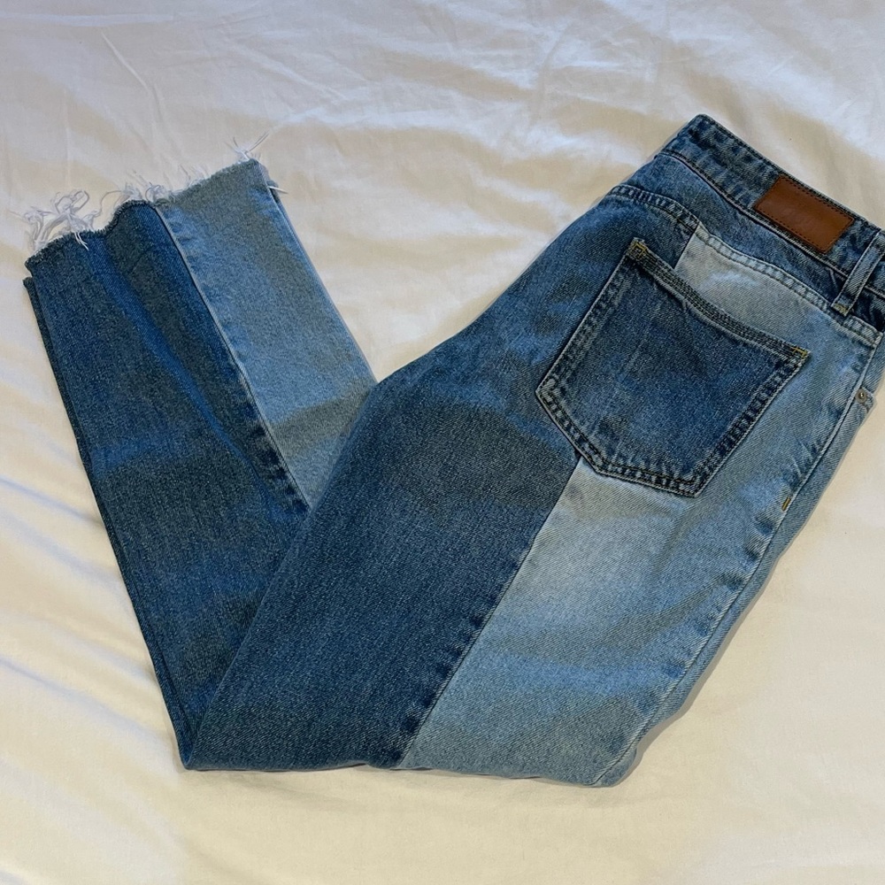 Urban Outfitters BDG Two Toned Raw Hem Jessye Straight Leg Jeans